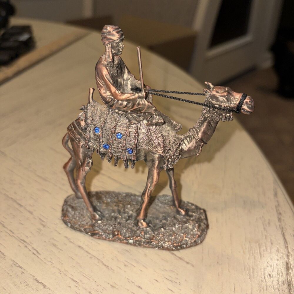 Egyptian Veronese Copper Camel w/Blue Jewels 5”L